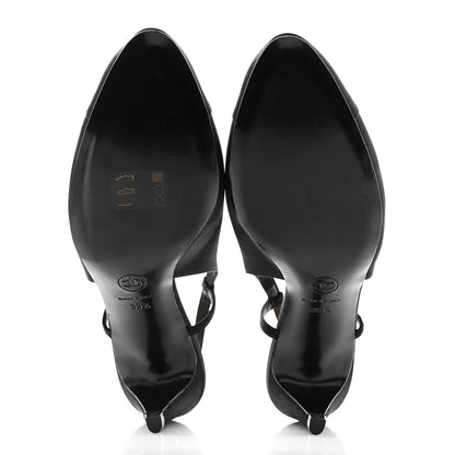 Chanel Satin Cap Toe CC Slingback Pumps 39.5 Black 5 of 9
