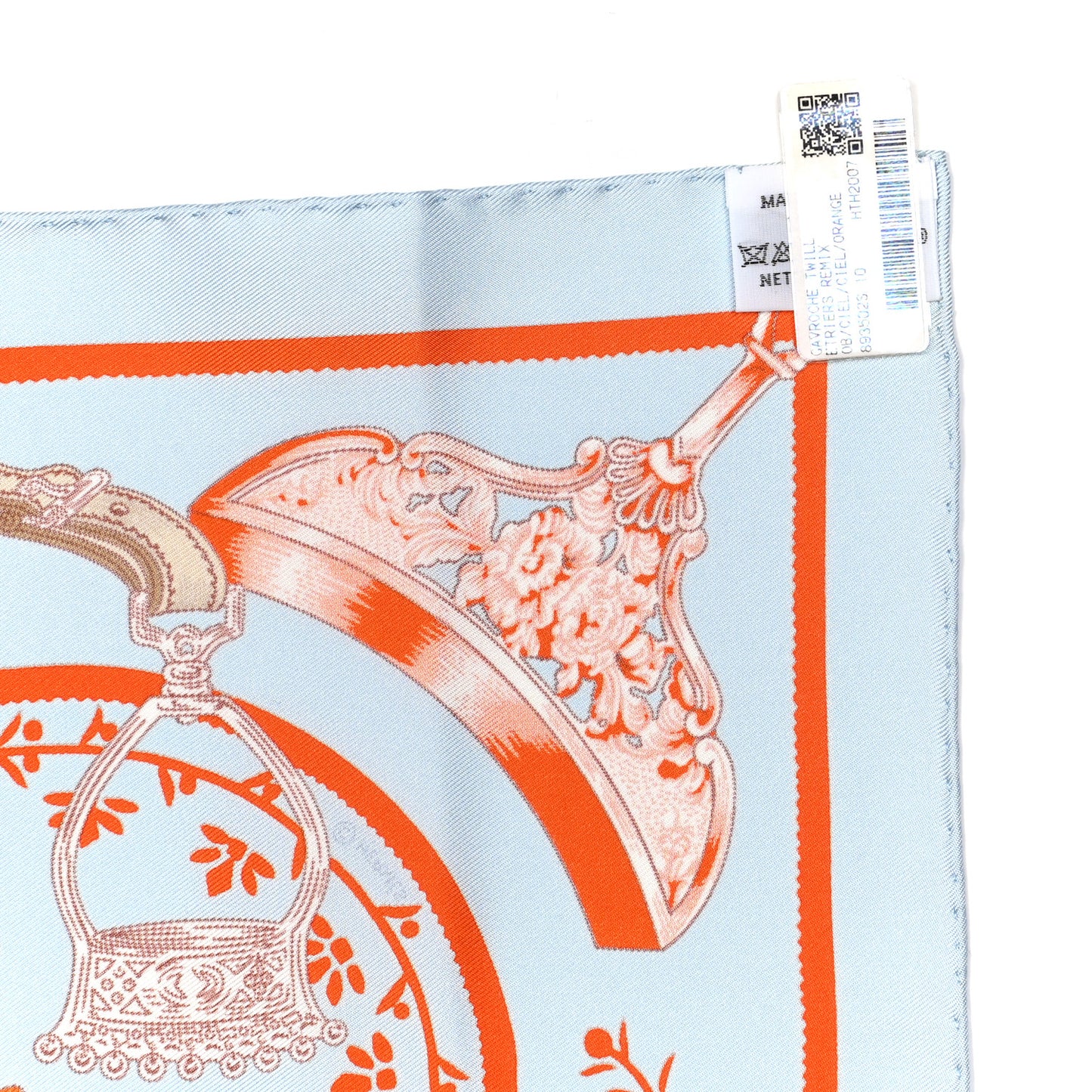 Silk Etriers Pocket Square Ciel Orange