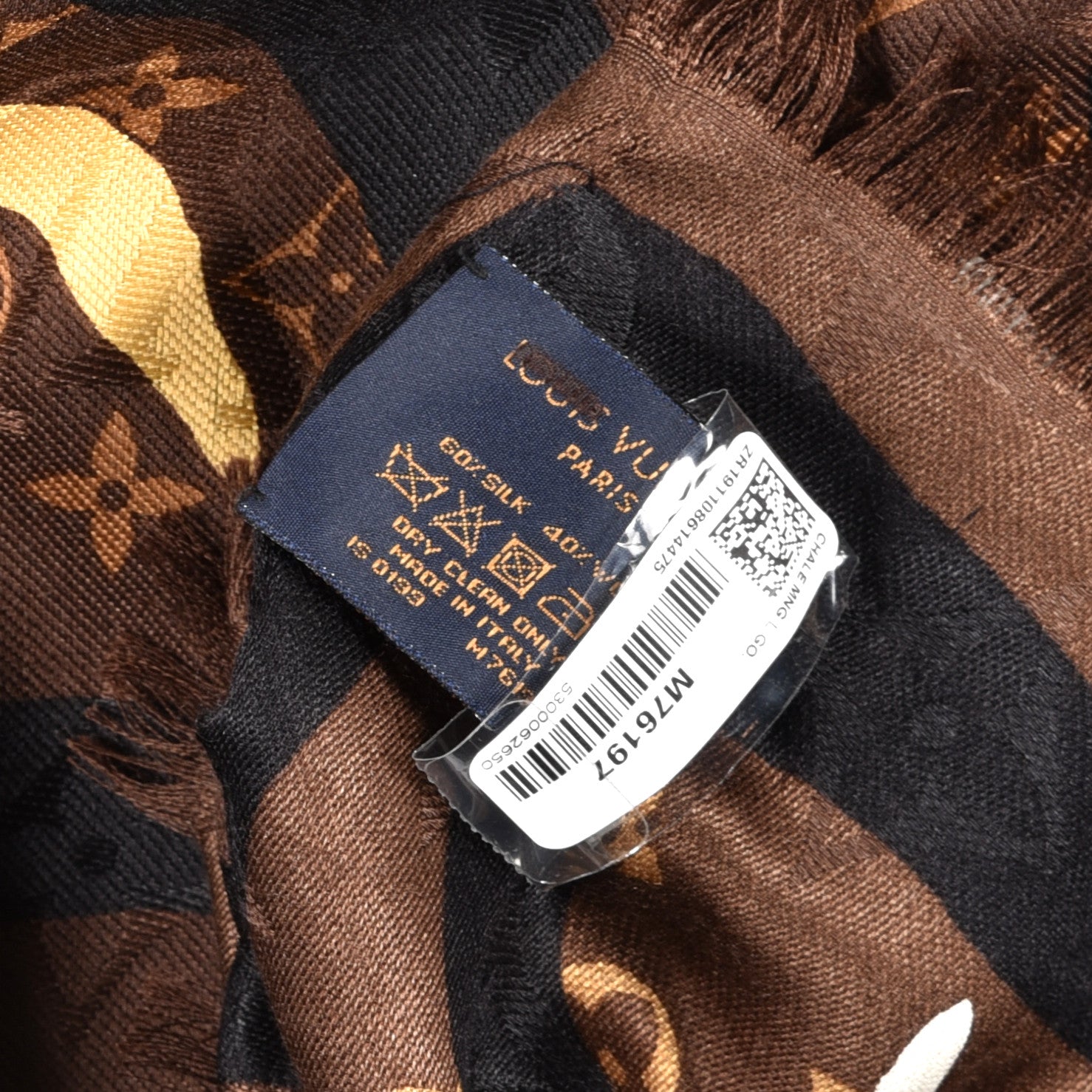 Louis Vuitton X LOL Silk Wool Monogram Square Scarf Brown 3 of 3
