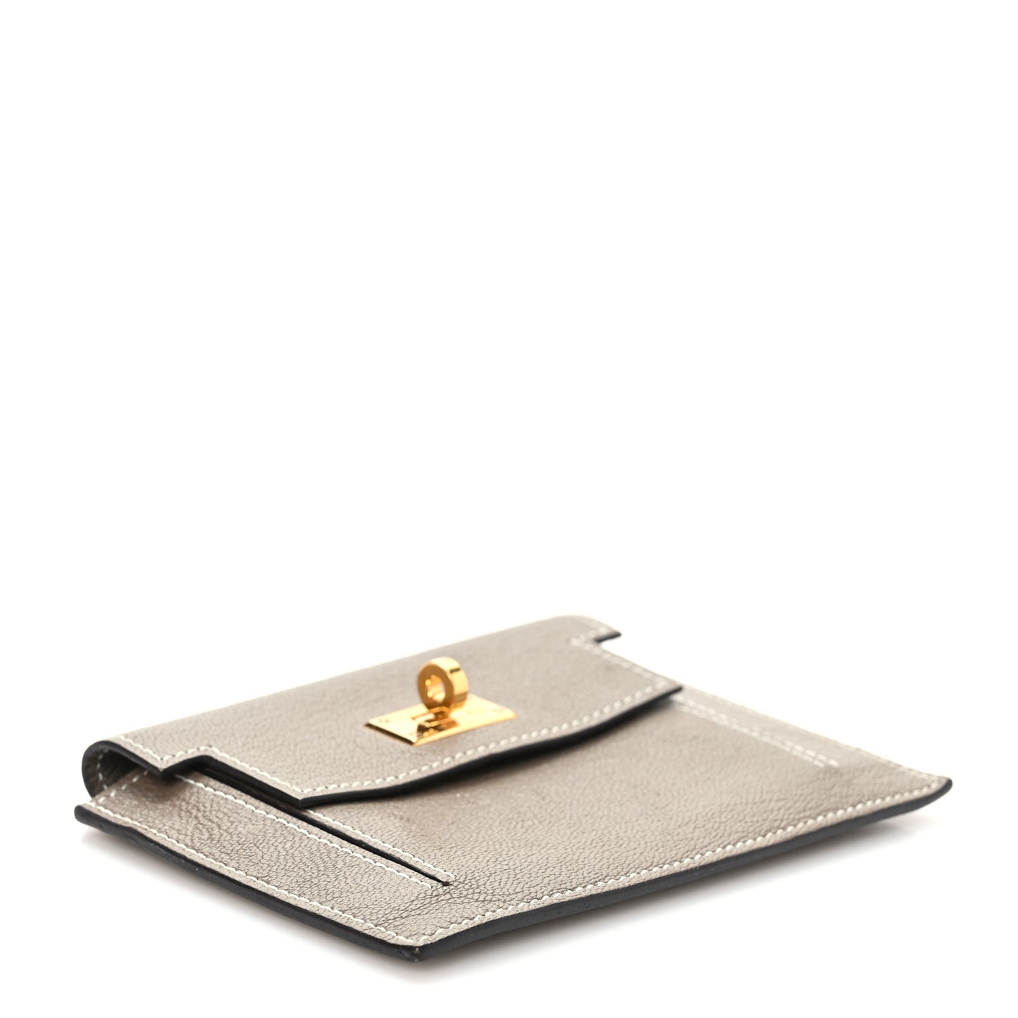 Chevre Chandra Kelly Pocket Compact Wallet Etoupe