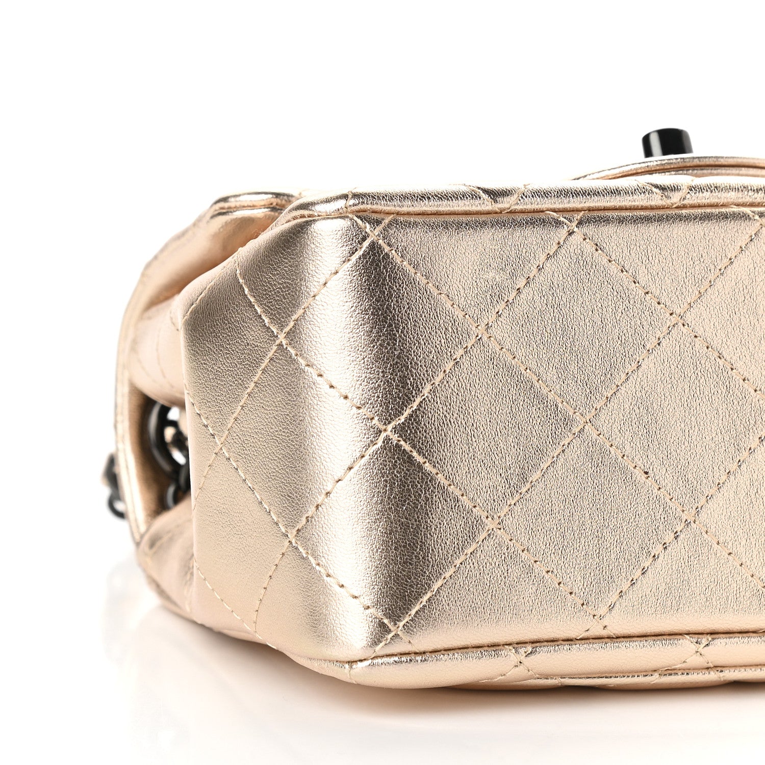 Chanel Metallic Lambskin Quilted Mini Square Flap Gold Black 8 of 9
