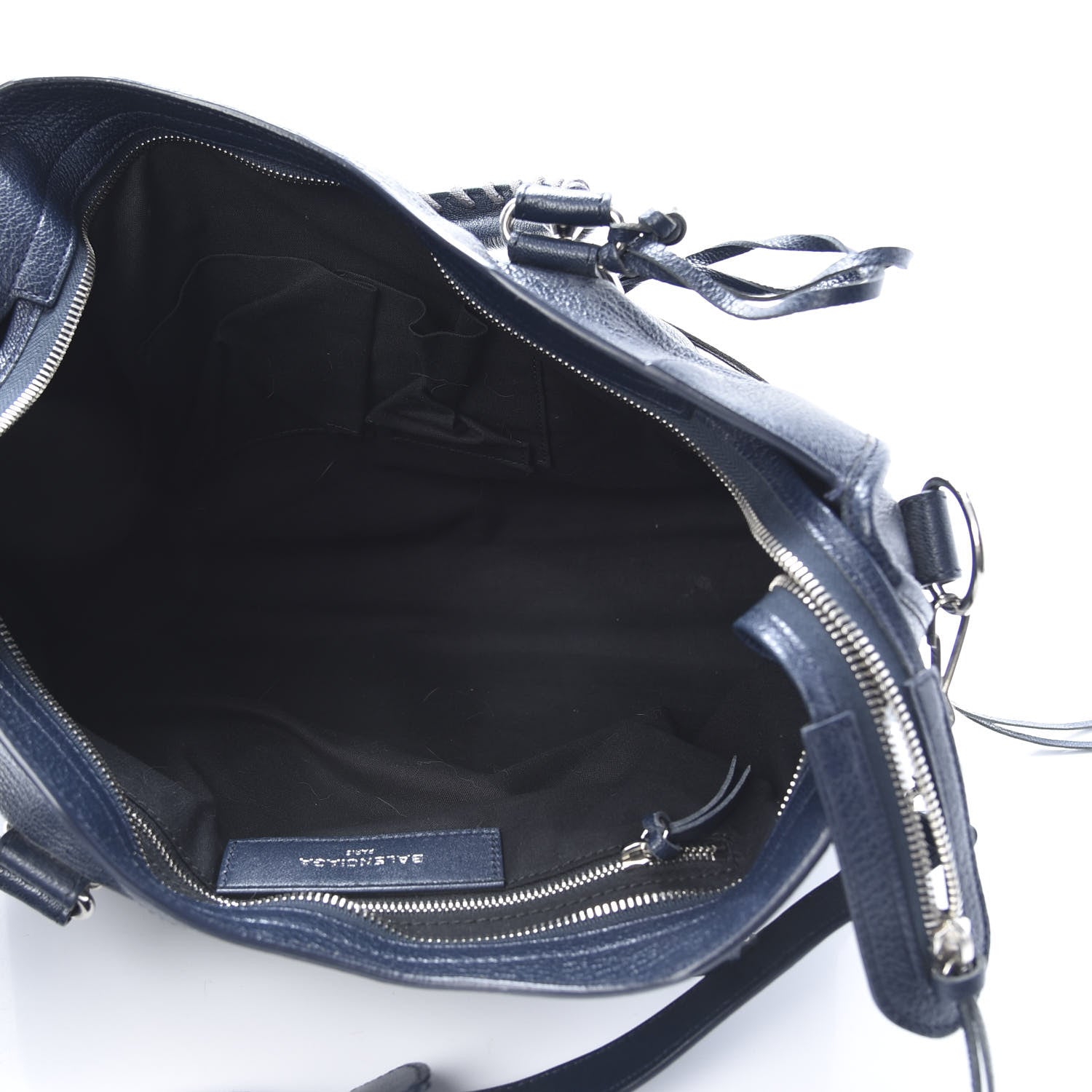 Balenciaga Chevre Silver Metallic Edge Hardware City Bleu Nuit Dark Sea 5 of 12