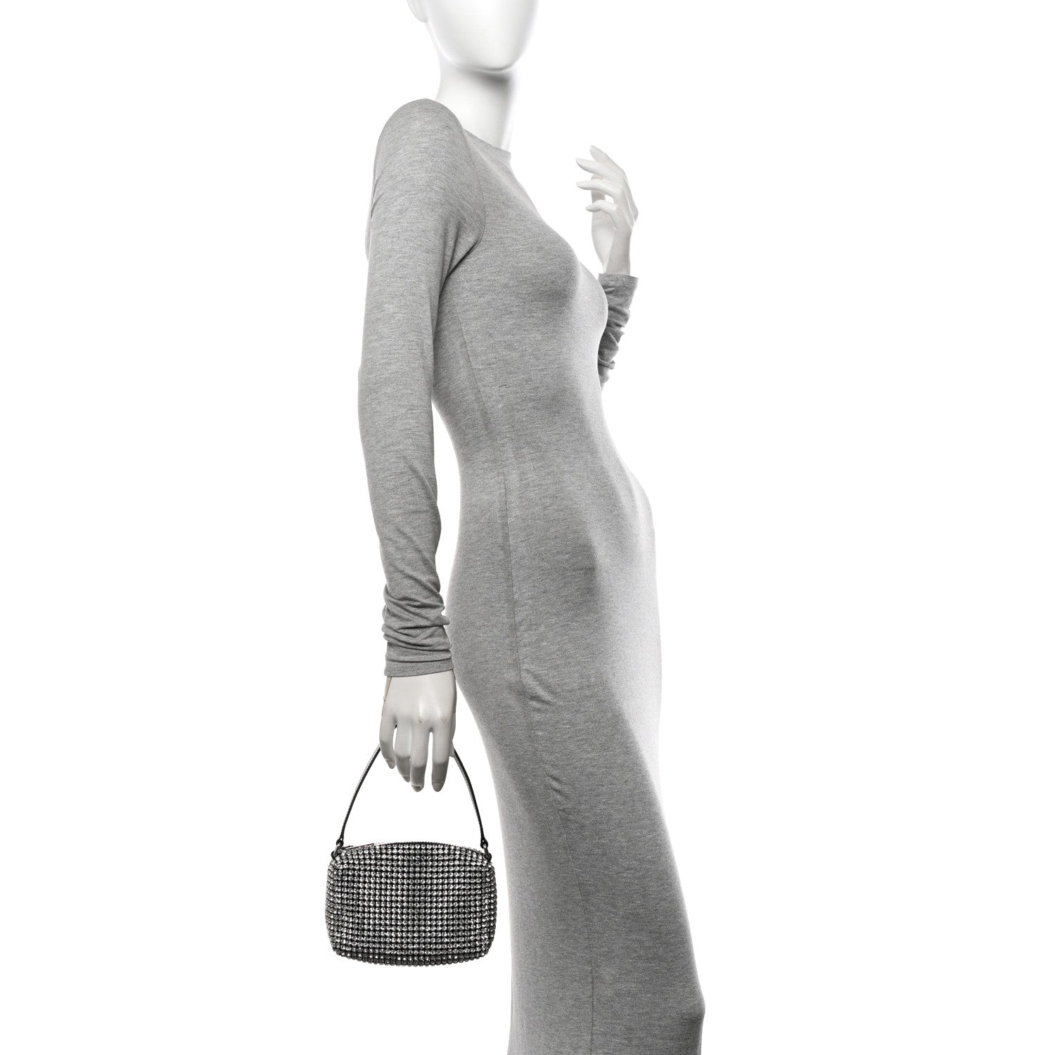 Alexander Wang Mesh Crystal Rhinestone Mini Heiress Pouch Black Silver 2 of 11