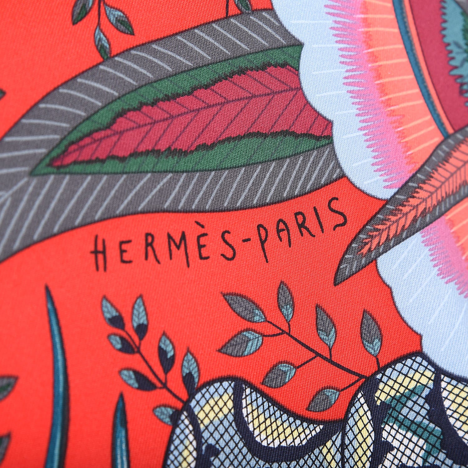 Hermes Silk Flowers of South Africa Scarf 90 Rouge Vert Ciel 7 of 9