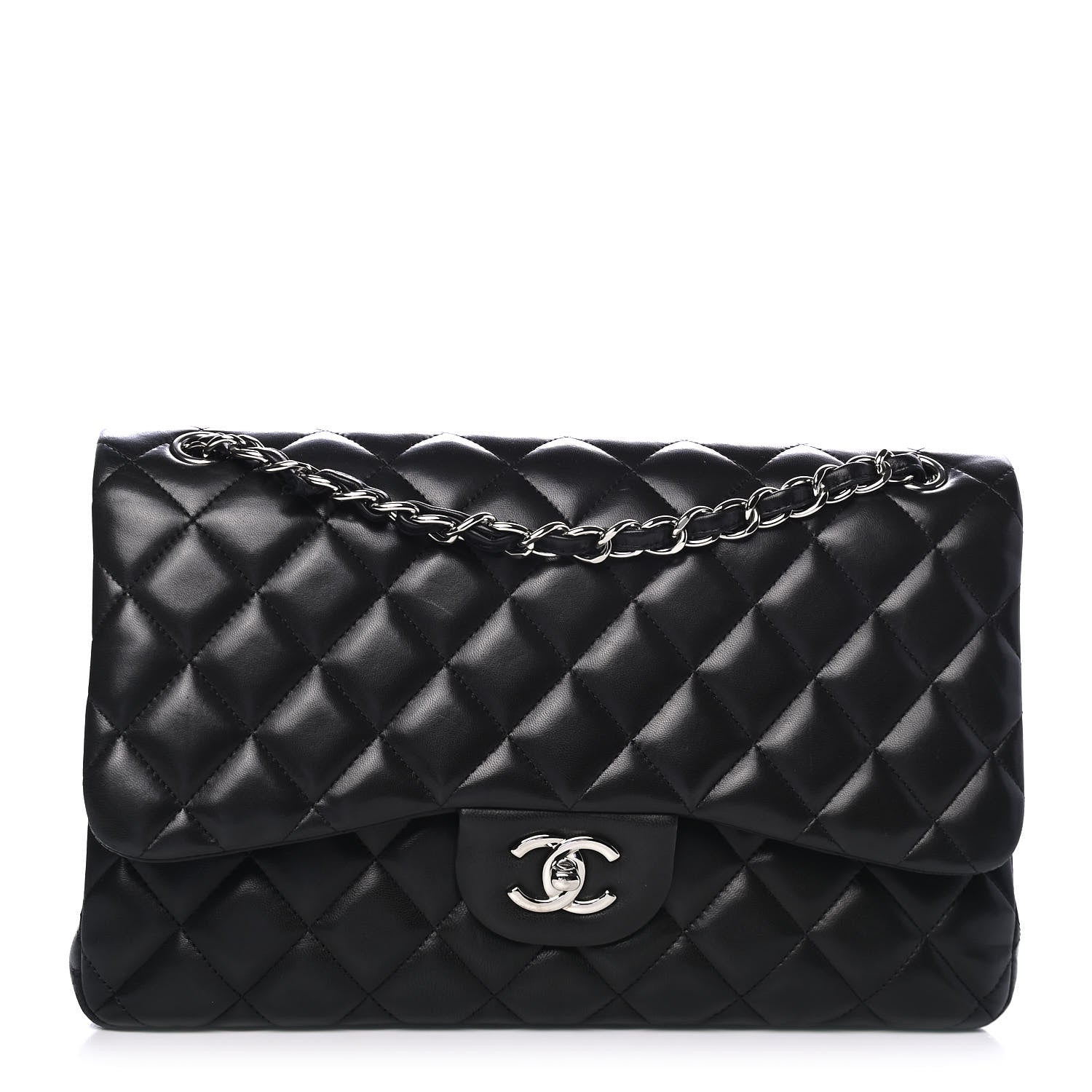 Chanel Lambskin Quilted Jumbo Double Flap Black 1 of 4