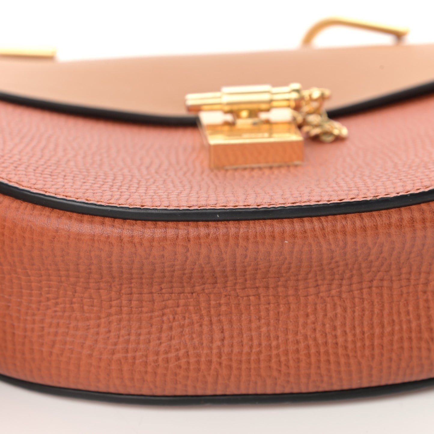 Grained Calfskin Lambskin Bi-Color Drew Shoulder Bag Orange Mustard