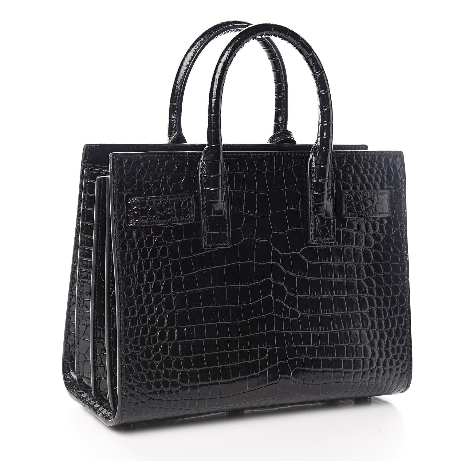 Saint Laurent Calfskin Crocodile Embossed Nano Sac De Jour Black 3 of 10
