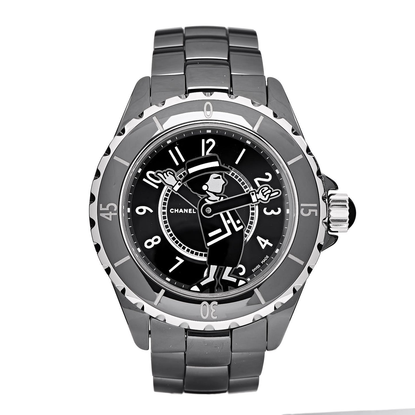 Stainless Steel Ceramic Diamond 38mm J12 Limited Edition Mademoiselle Automatic Watch Black