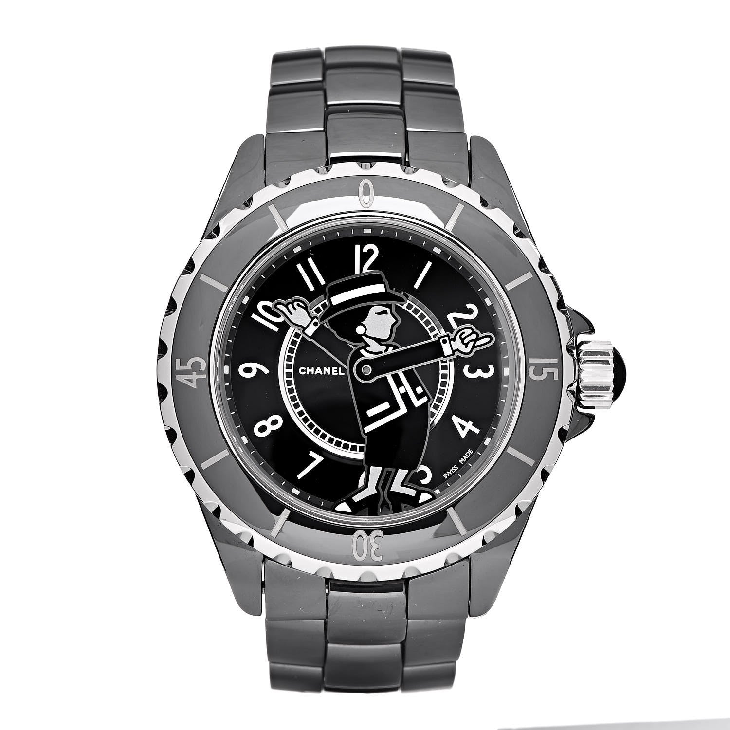 Chanel Stainless Steel Ceramic Diamond 38mm J12 Limited Edition Mademoiselle Automatic Watch Black 2 of 14