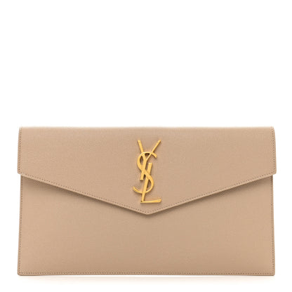 Saint Laurent Grain De Poudre Uptown Pouch Dark Beige 1 of 7