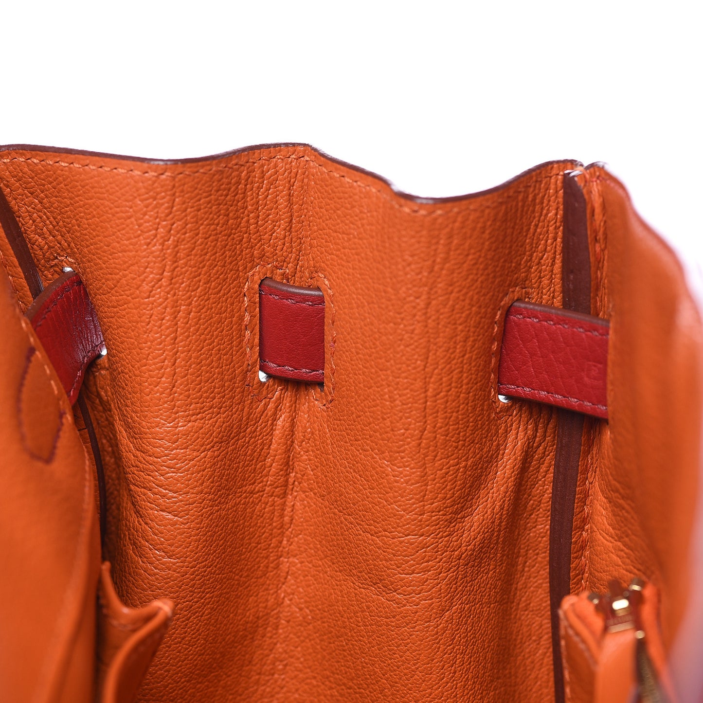 Taurillon Clemence Horseshoe Bi-Color Birkin 30 Rouge Garance and Orange