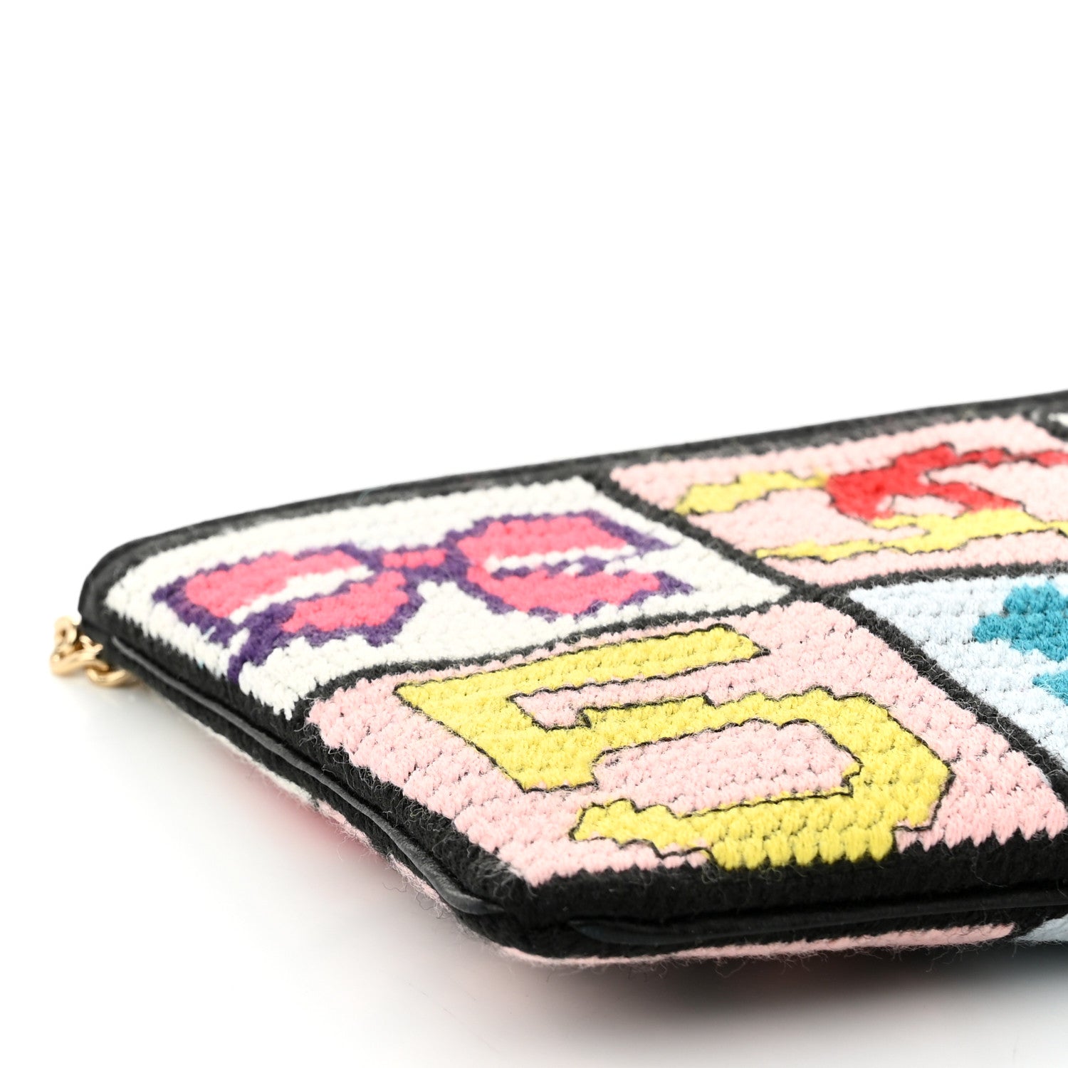 Chanel Needlepoint Precious Symbols Clutch Shoulder Bag Black 8 of 9