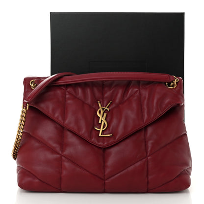 Saint Laurent Lambskin Quilted Medium Loulou Puffer Monogram Chain Satchel Opyum Red 11 of 11