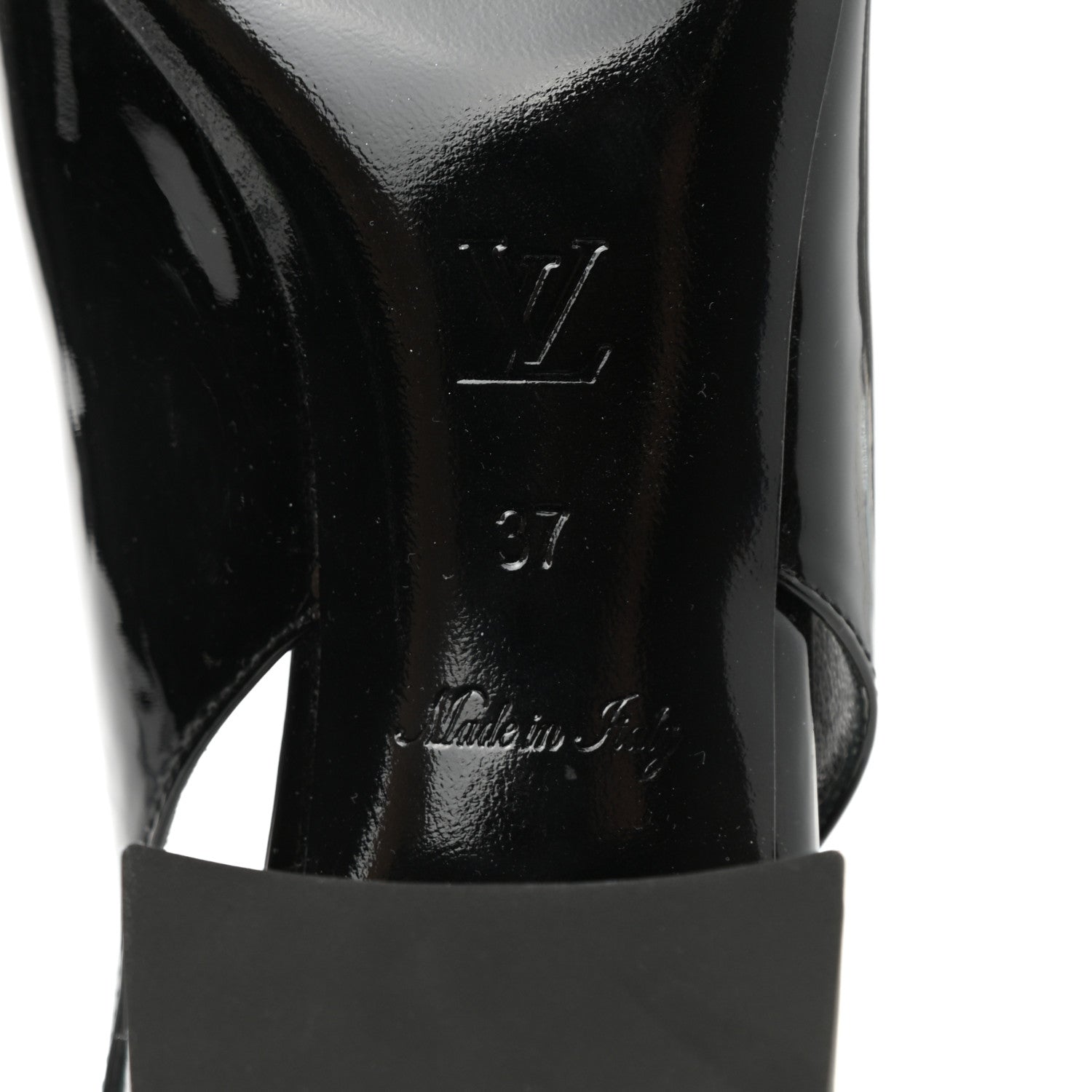Louis Vuitton Patent Calfskin Madeleine Slingback Pumps 37 Black 6 of 9