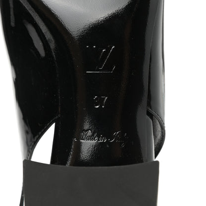 Louis Vuitton Patent Calfskin Madeleine Slingback Pumps 37 Black 6 of 9