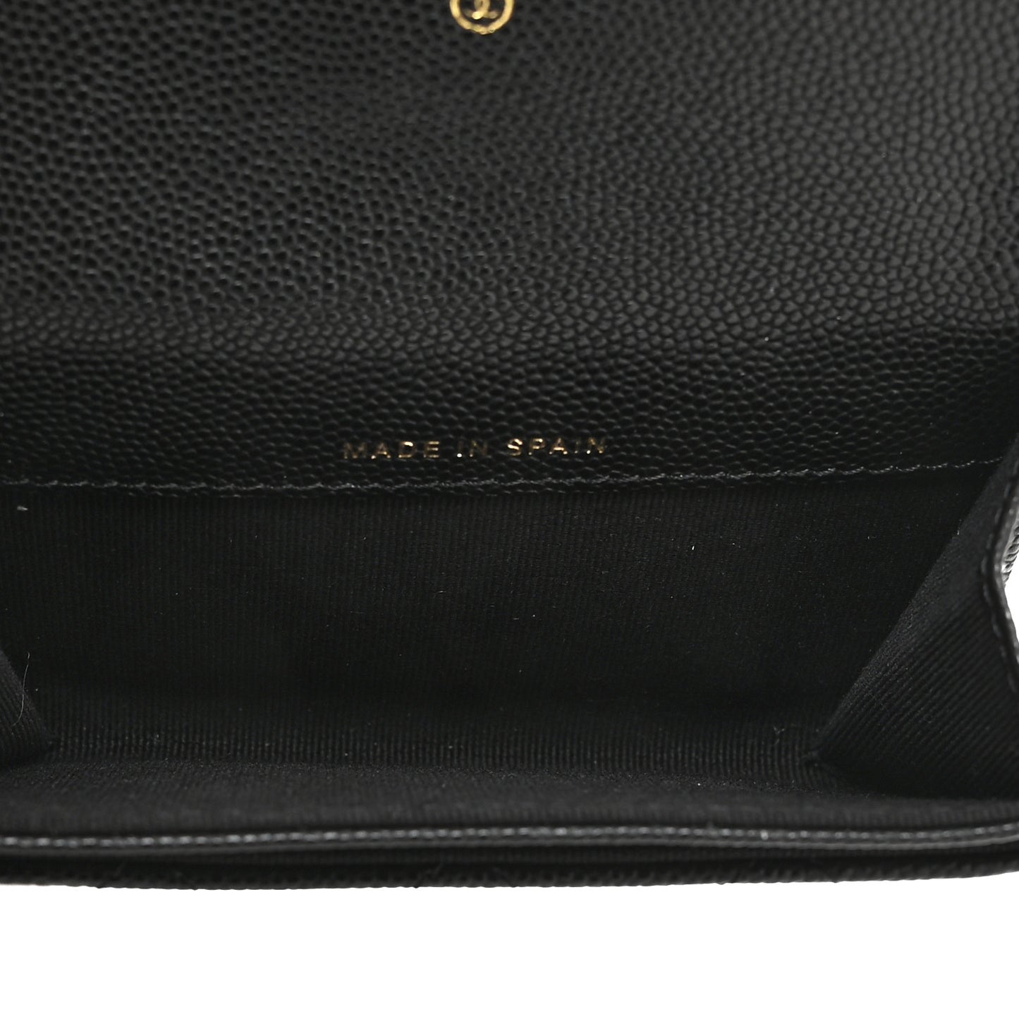 Caviar Quilted Enamel Coco Casino Flap Card Holder Wallet Black