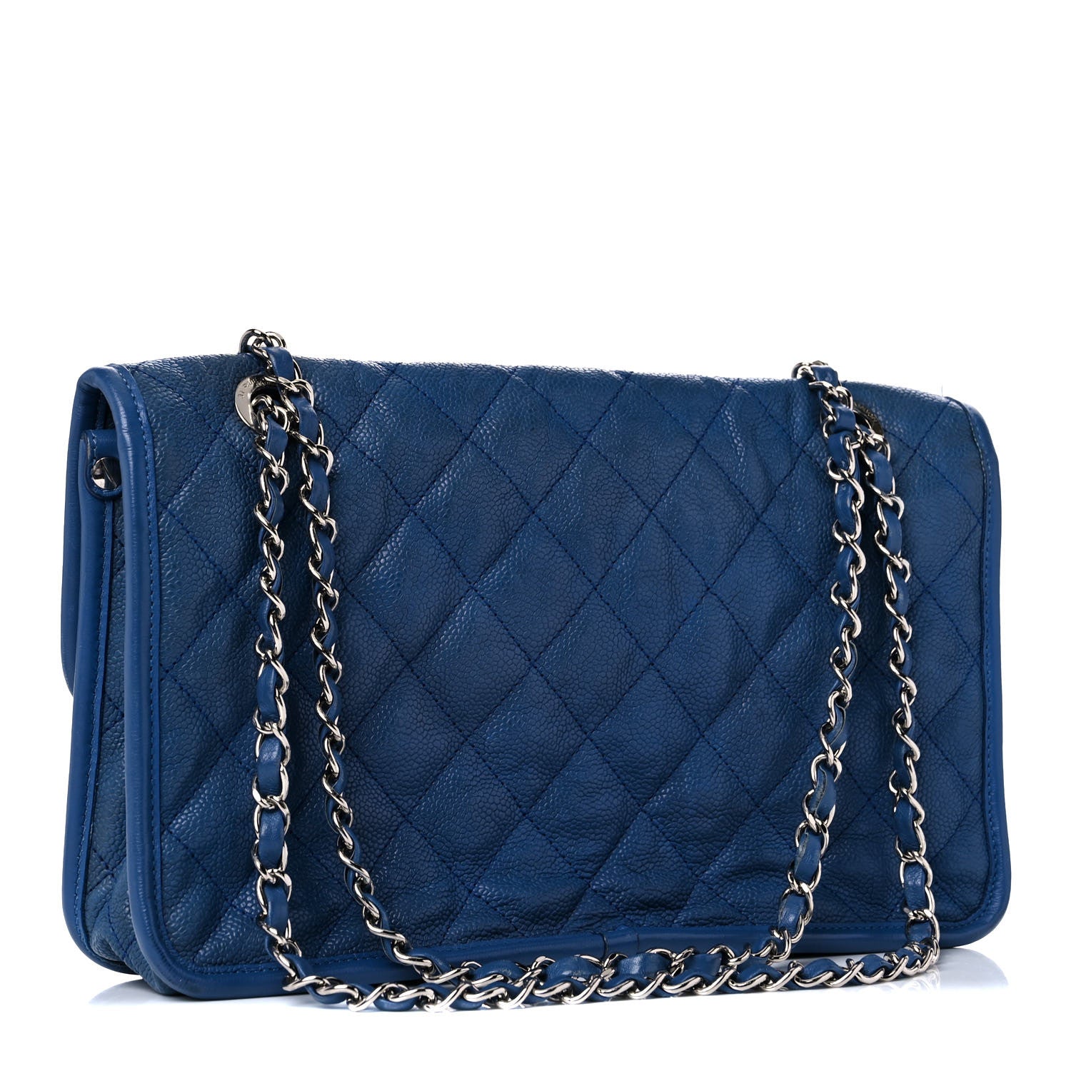 Chanel Caviar Quilted Large French Riviera Flap Blue 3 of 14