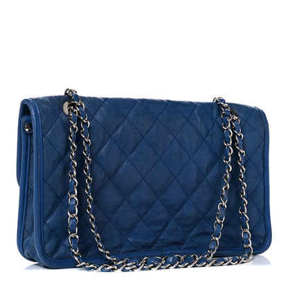 Chanel Caviar Quilted Large French Riviera Flap Blue 3 of 14