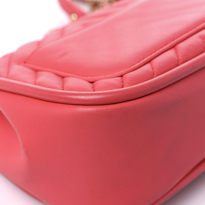 Chanel Lambskin Reverse Chevron Quilted Mini Round Top Handle Flap Bright Pink 10 of 17