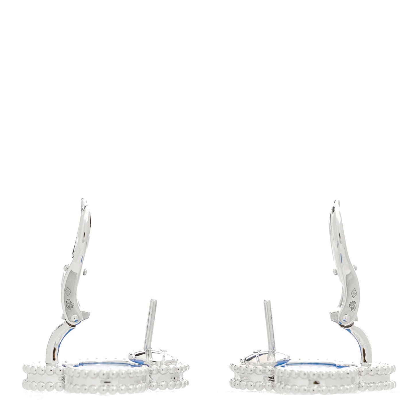 18K White Gold Blue Agate Magic Alhambra Earrings