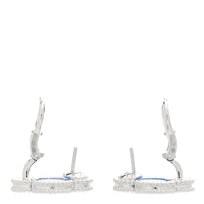 Van Cleef & Arpels 18K White Gold Blue Agate Magic Alhambra Earrings 4 of 5
