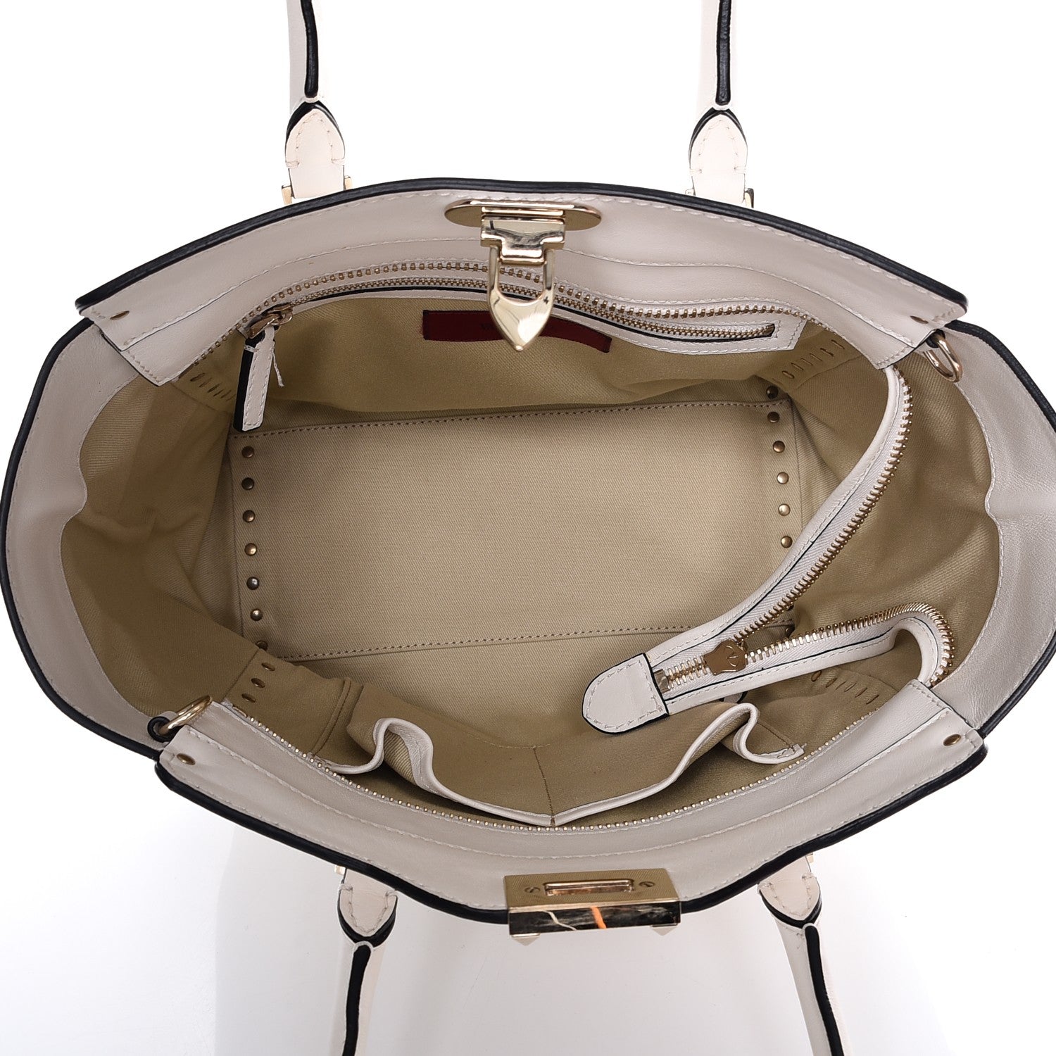 Valentino Garavani Vitello Rockstud Double Handle Tote Ivory 5 of 15