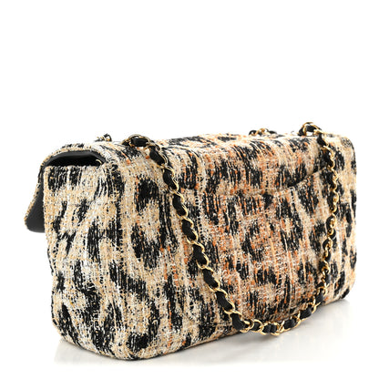 Chanel Tweed Mixed Fibers Leopard Print Small Souplissimo Maxi Flap Brown Black White 3 of 11