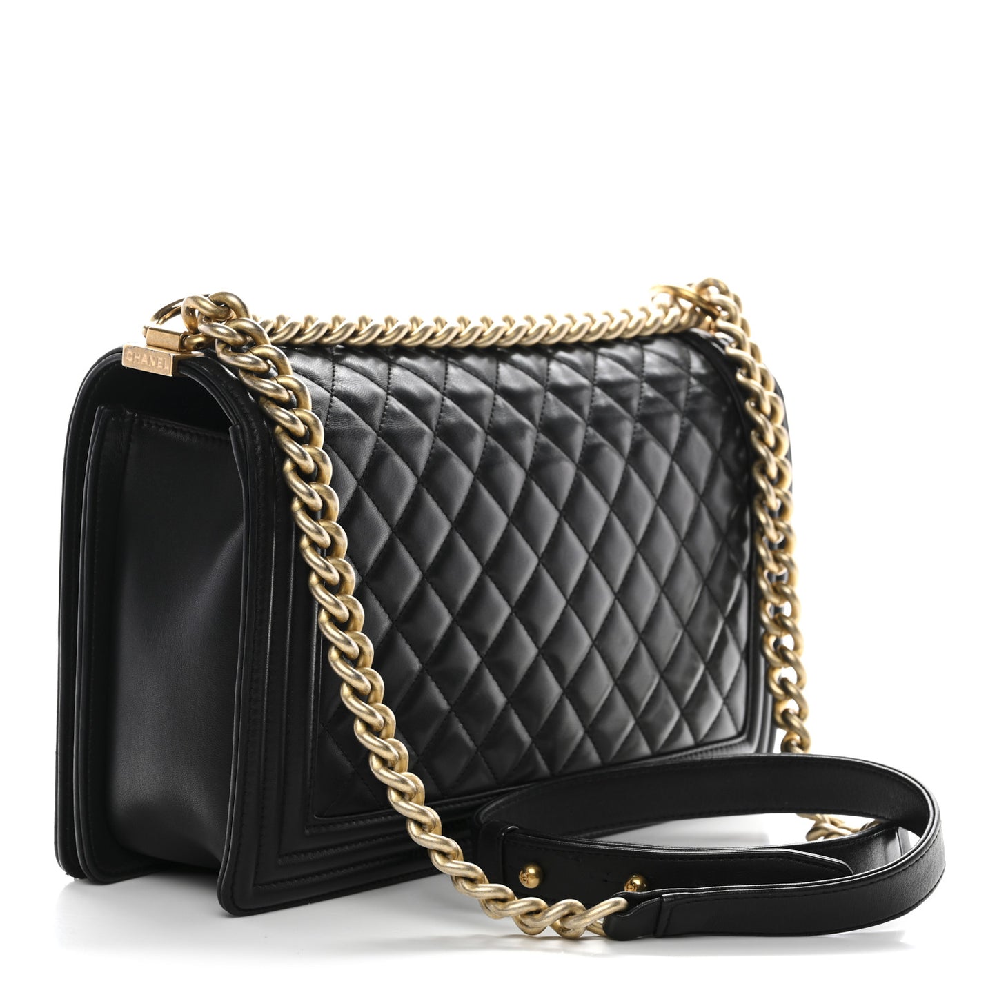 Calfskin Quilted New Medium Boy Flap Black