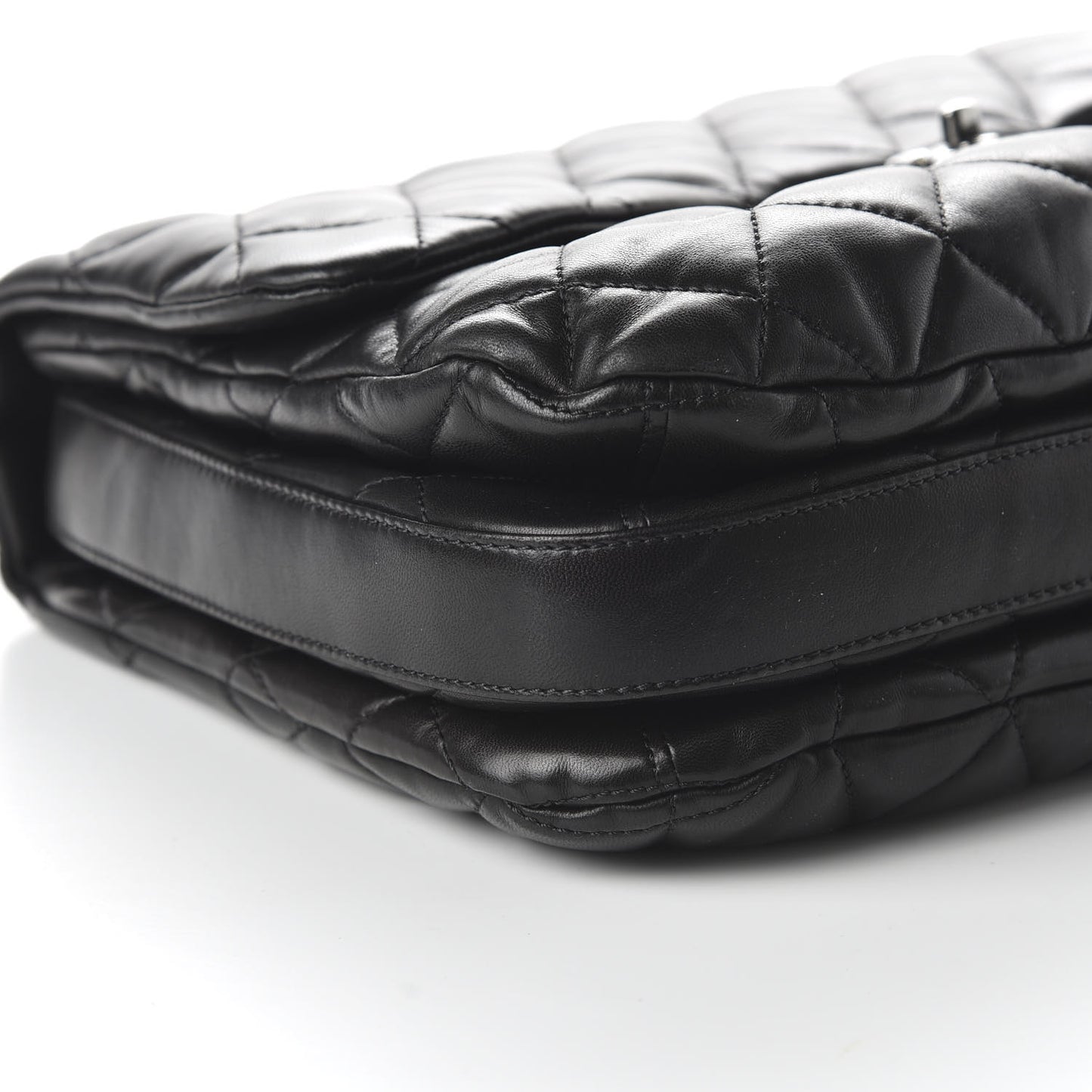 Lambskin Quilted 3 Large Flap Black