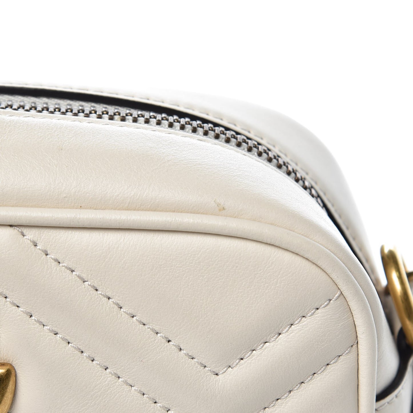 Calfskin Matelasse Mini GG Marmont Chain Shoulder Bag White