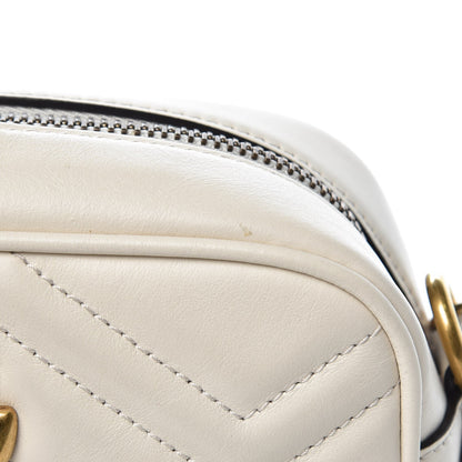 Gucci Calfskin Matelasse Mini GG Marmont Chain Shoulder Bag White 10 of 12