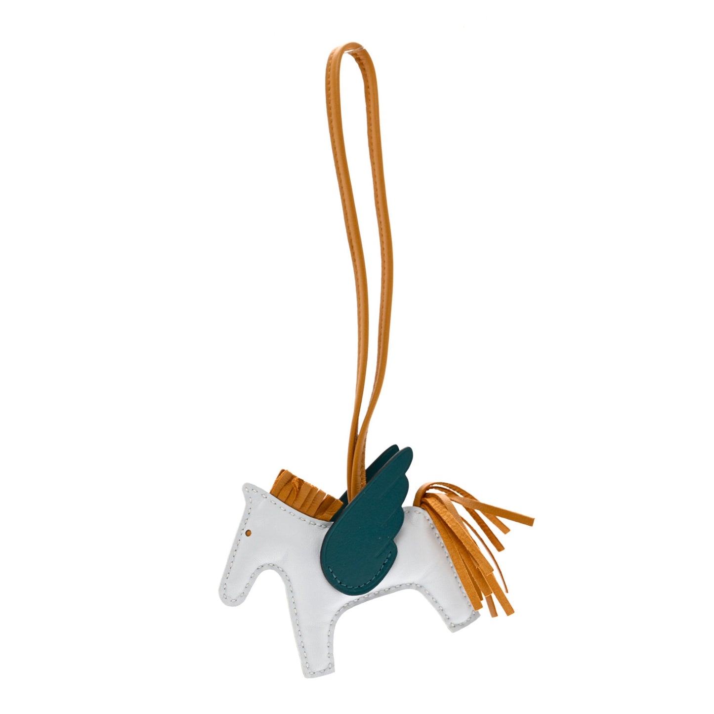Milo Lambskin Grigri Rodeo Pegase Horse Bag Charm PM Bleu Brume Sesame Vert Bosphore