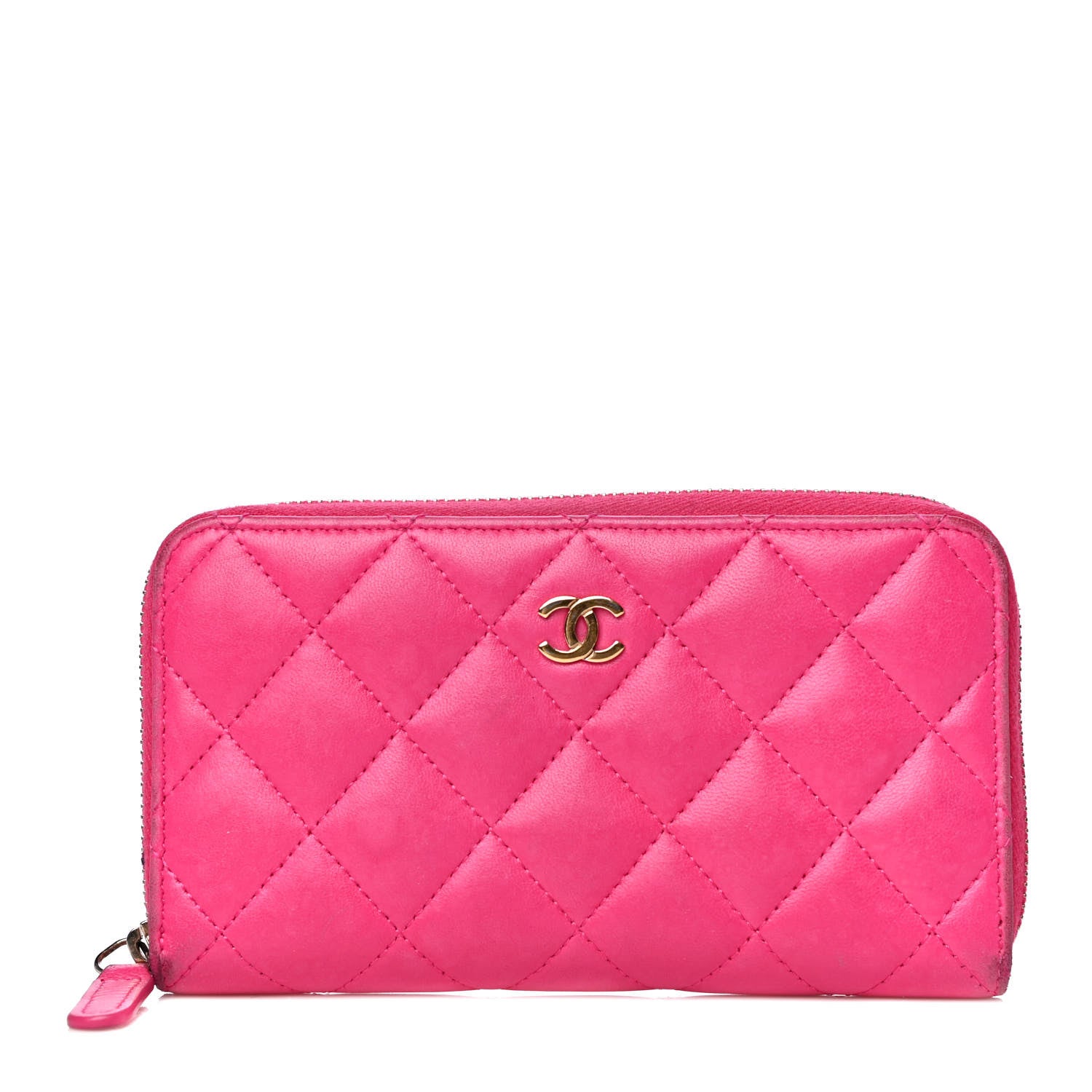 Chanel Lambskin Quilted Small Zip Around Wallet Pink 1 of 14