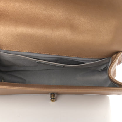 Chanel Metallic Lambskin Medium Golden CC Boy Flap Dark Gold 5 of 15