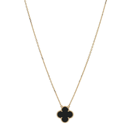 Van Cleef & Arpels 18K Yellow Gold Black Onyx Vintage Alhambra Pendant Necklace 1 of 4