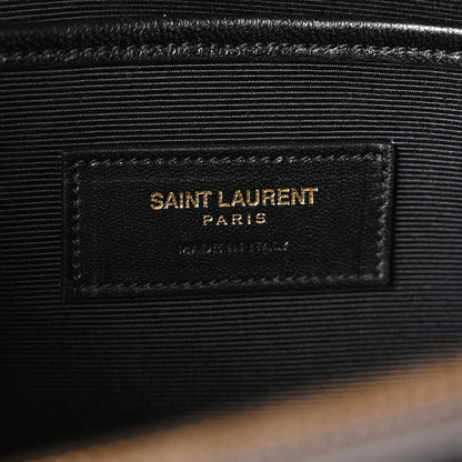 Saint Laurent Calfskin Crocodile Embossed Medium Moujik Top Handle Bag Fog 6 of 10