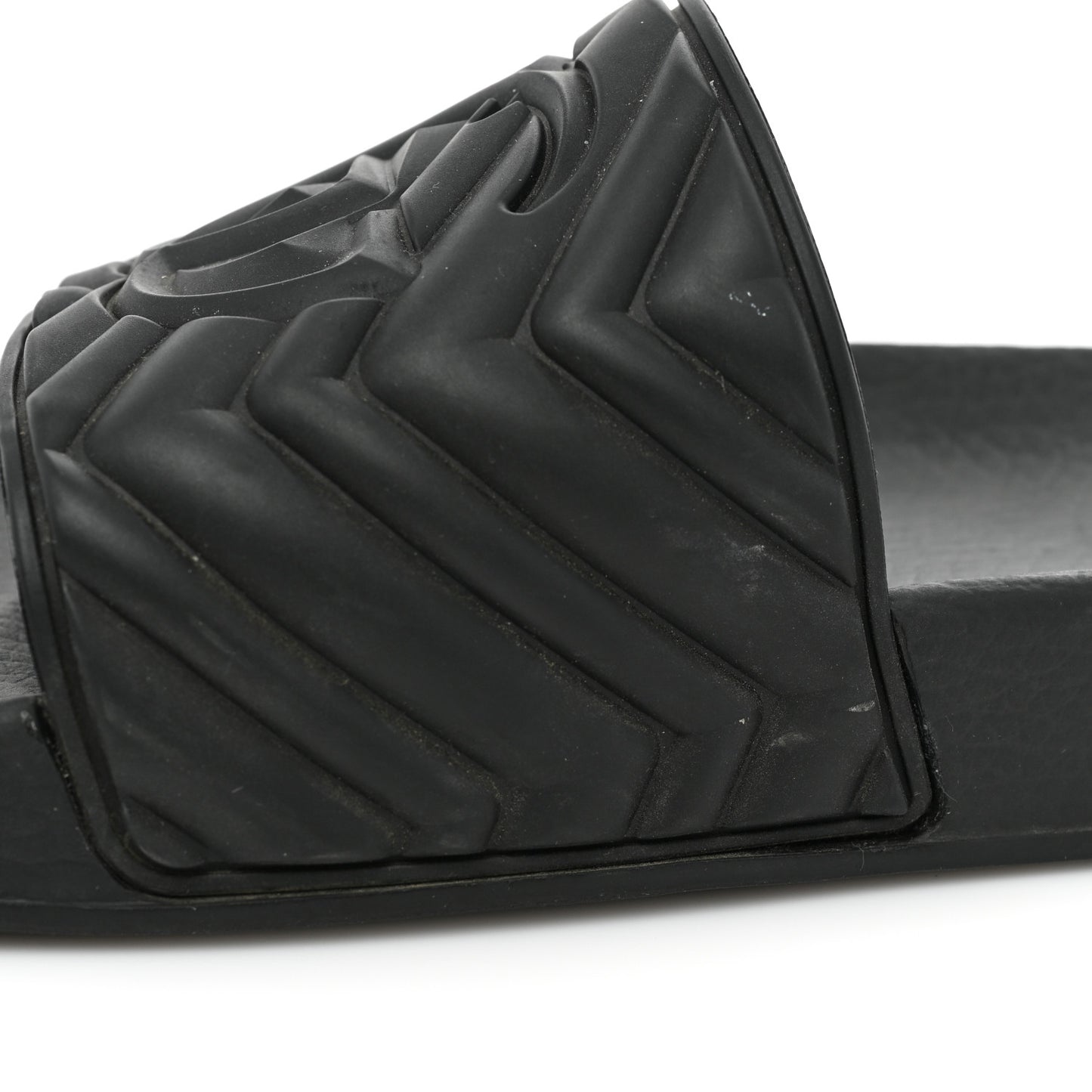 Rubber Matelasse Mens Slide Sandals 11 Black