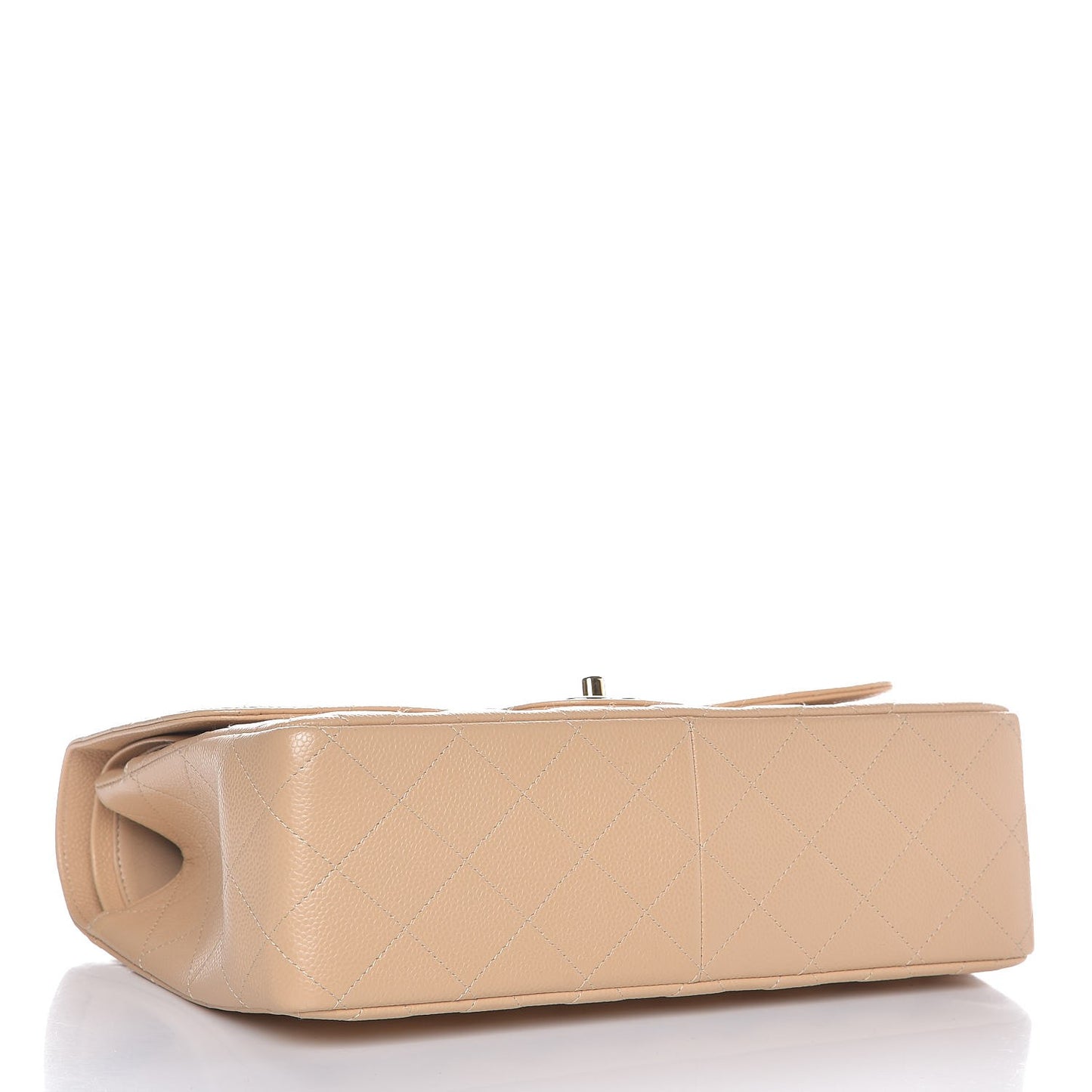 Caviar Quilted Jumbo Double Flap Beige Clair