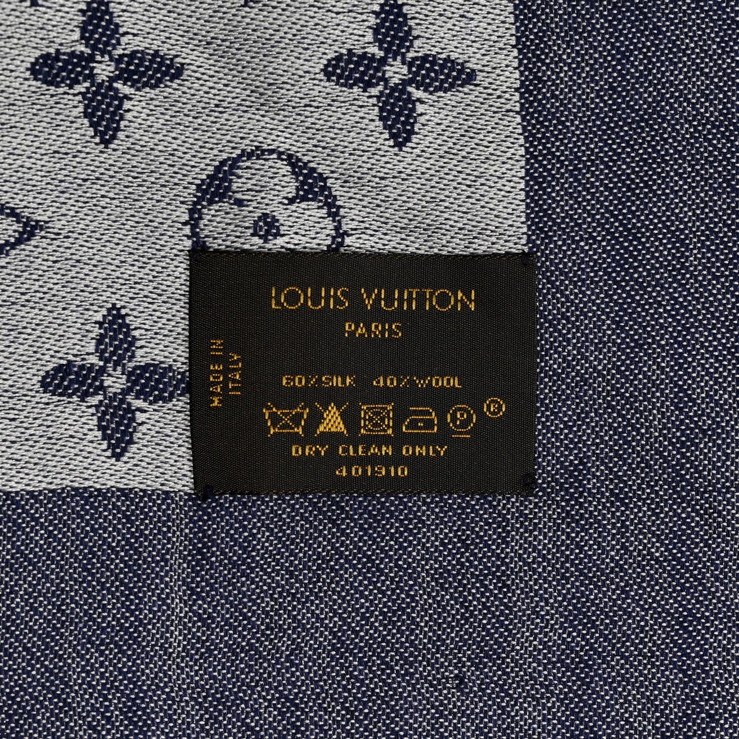 Louis Vuitton Silk Wool Monogram Denim Shawl Blue 3 of 5