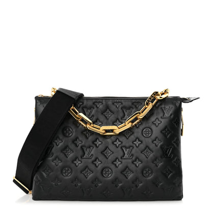 Louis Vuitton Lambskin Embossed Monogram Coussin MM Black 1 of 19