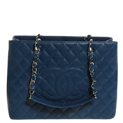 Chanel Caviar Grand Shopping Tote GST Dark Blue 1 of 8