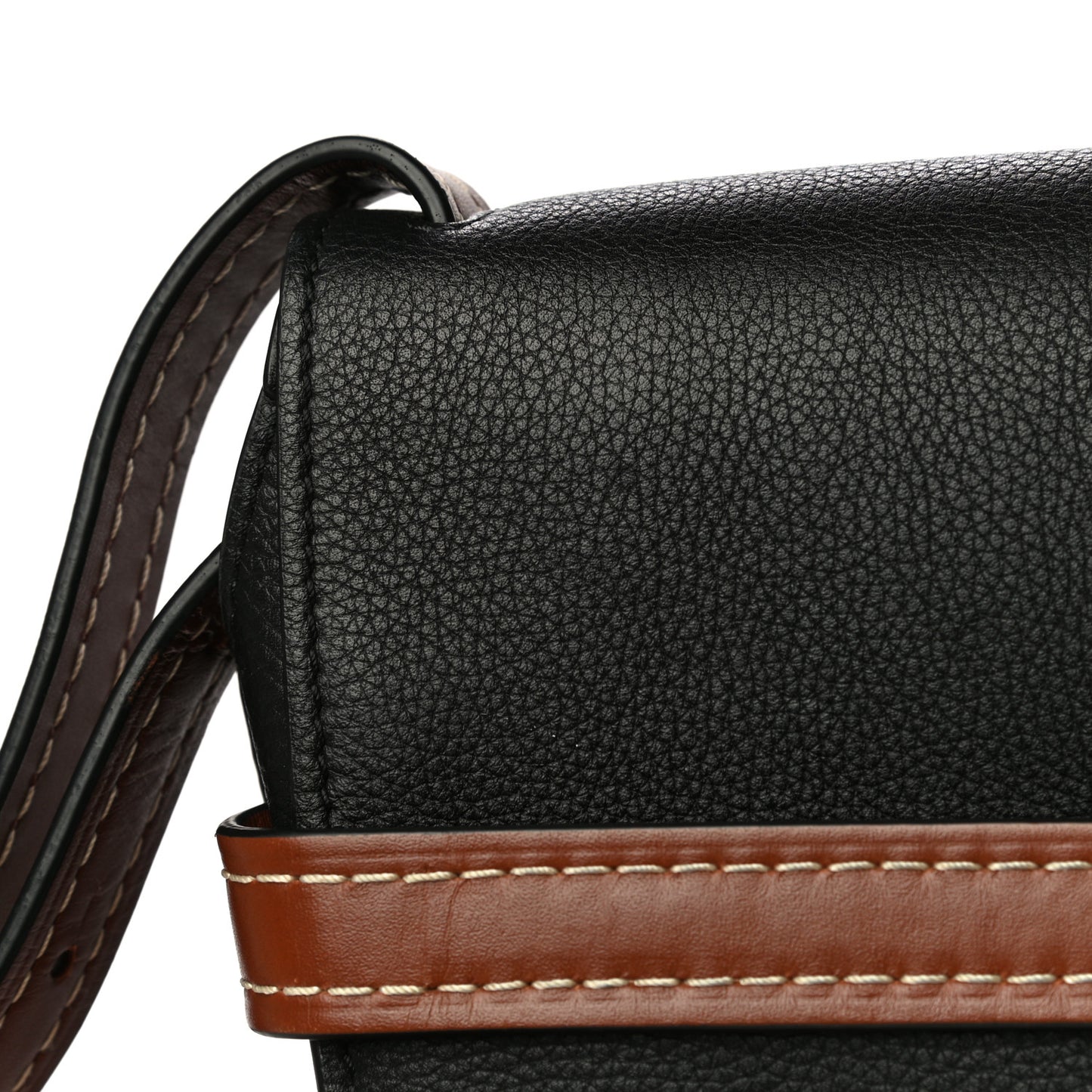 Grained Calfskin Small Gate Crossbody Bag Pecan Black