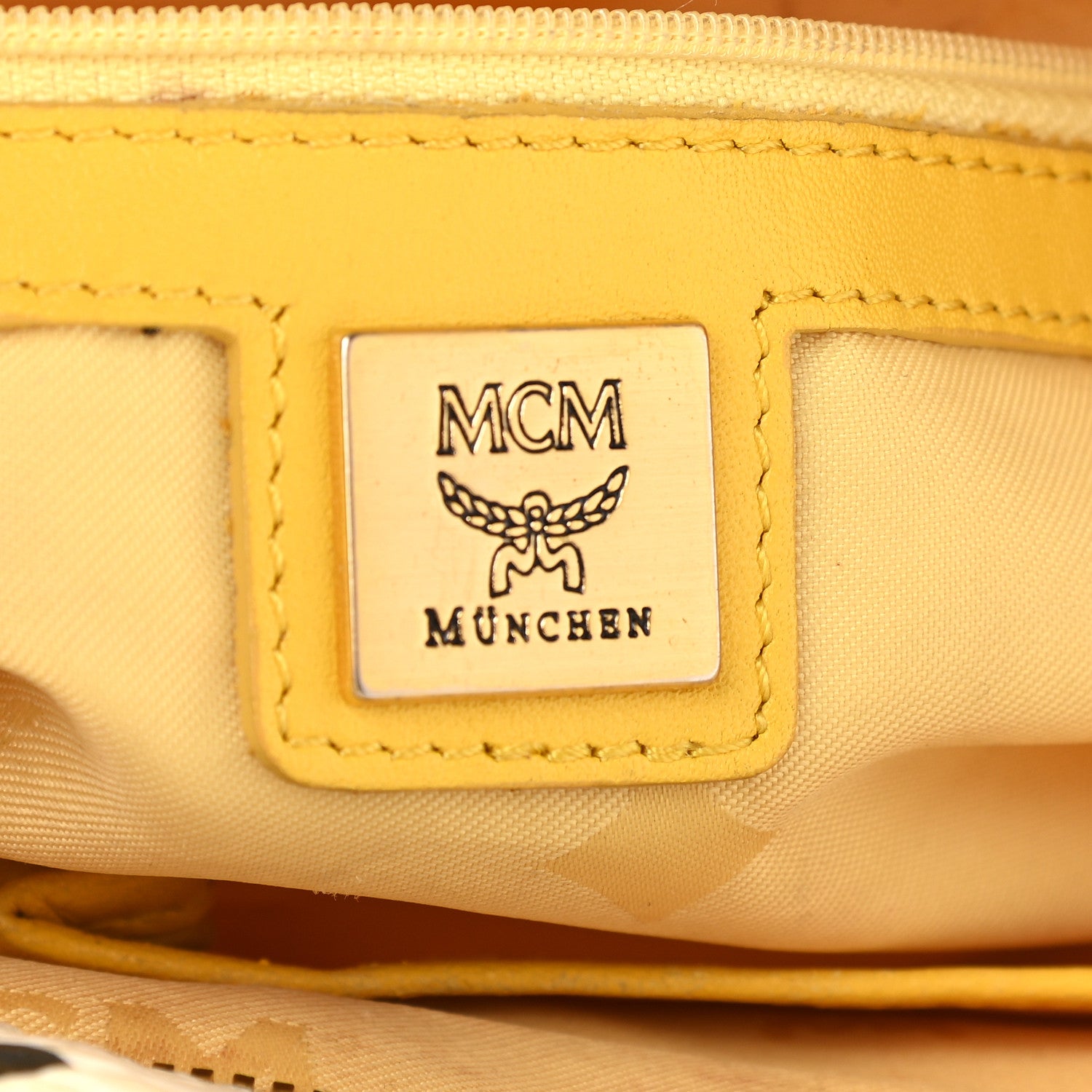 MCM Visetos Satchel White Yellow 6 of 16