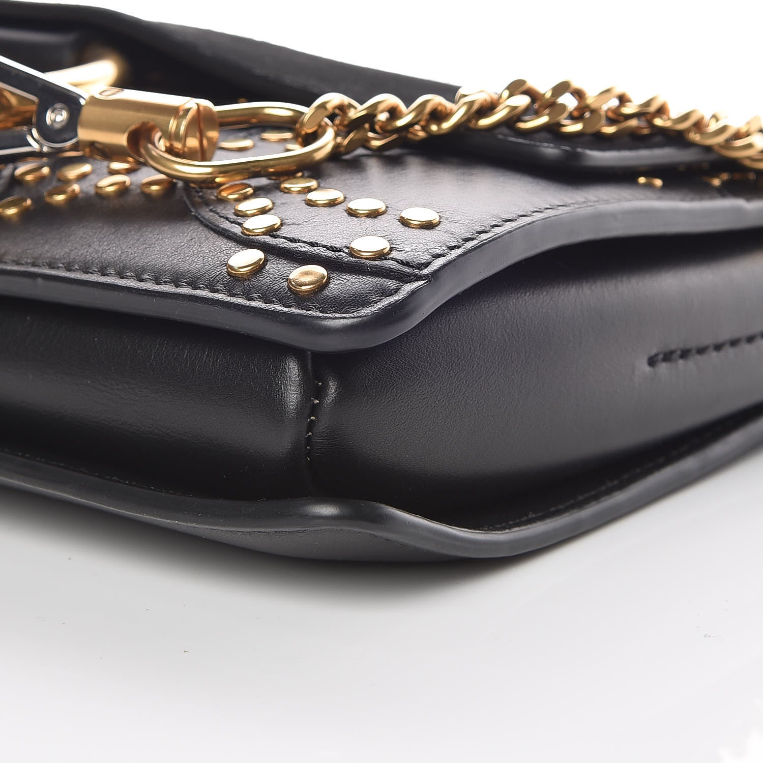 Chloe Suede Calfskin Studded Small Faye Shoulder Bag Black 11 of 11