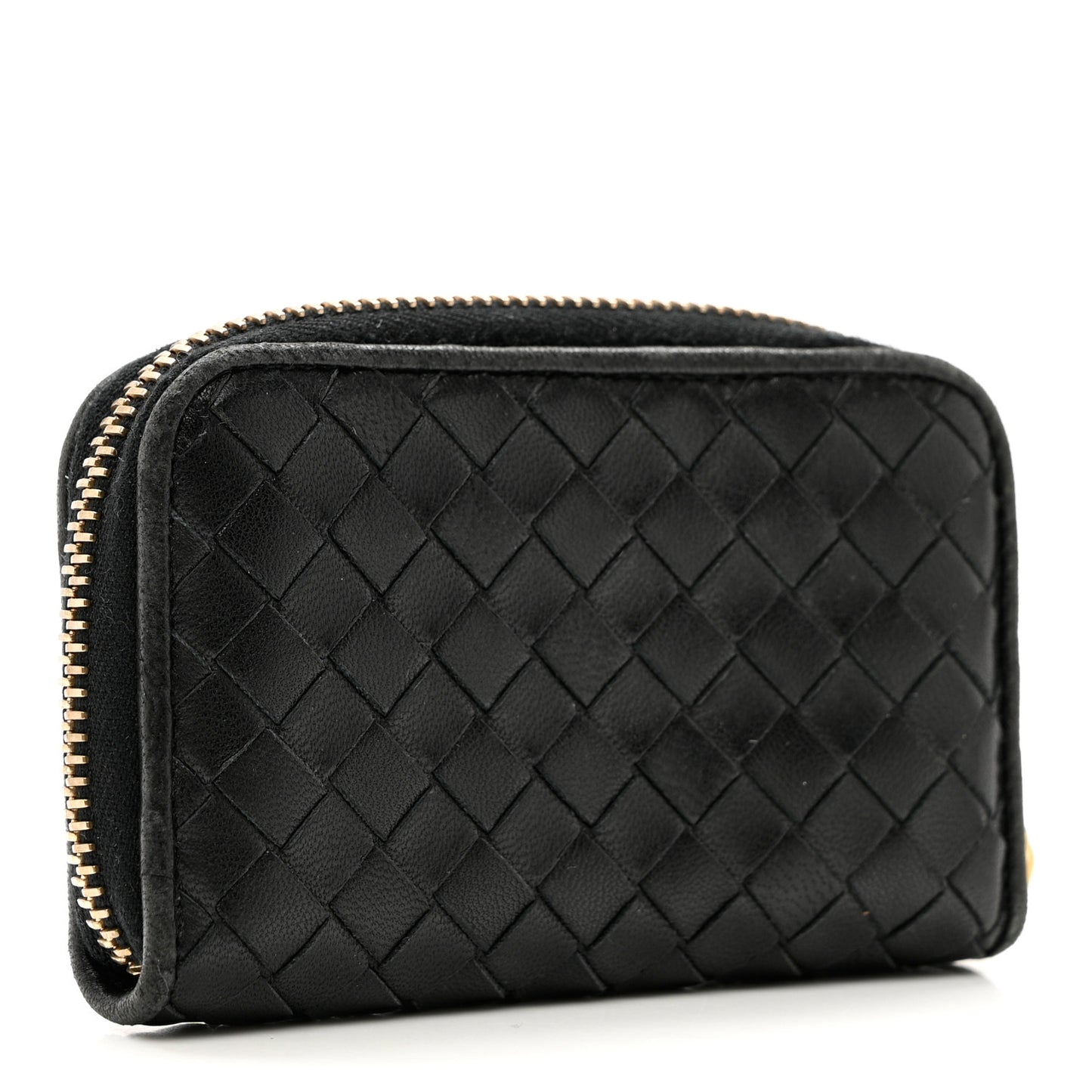 Nappa Intrecciato Zip Around Coin Purse Black