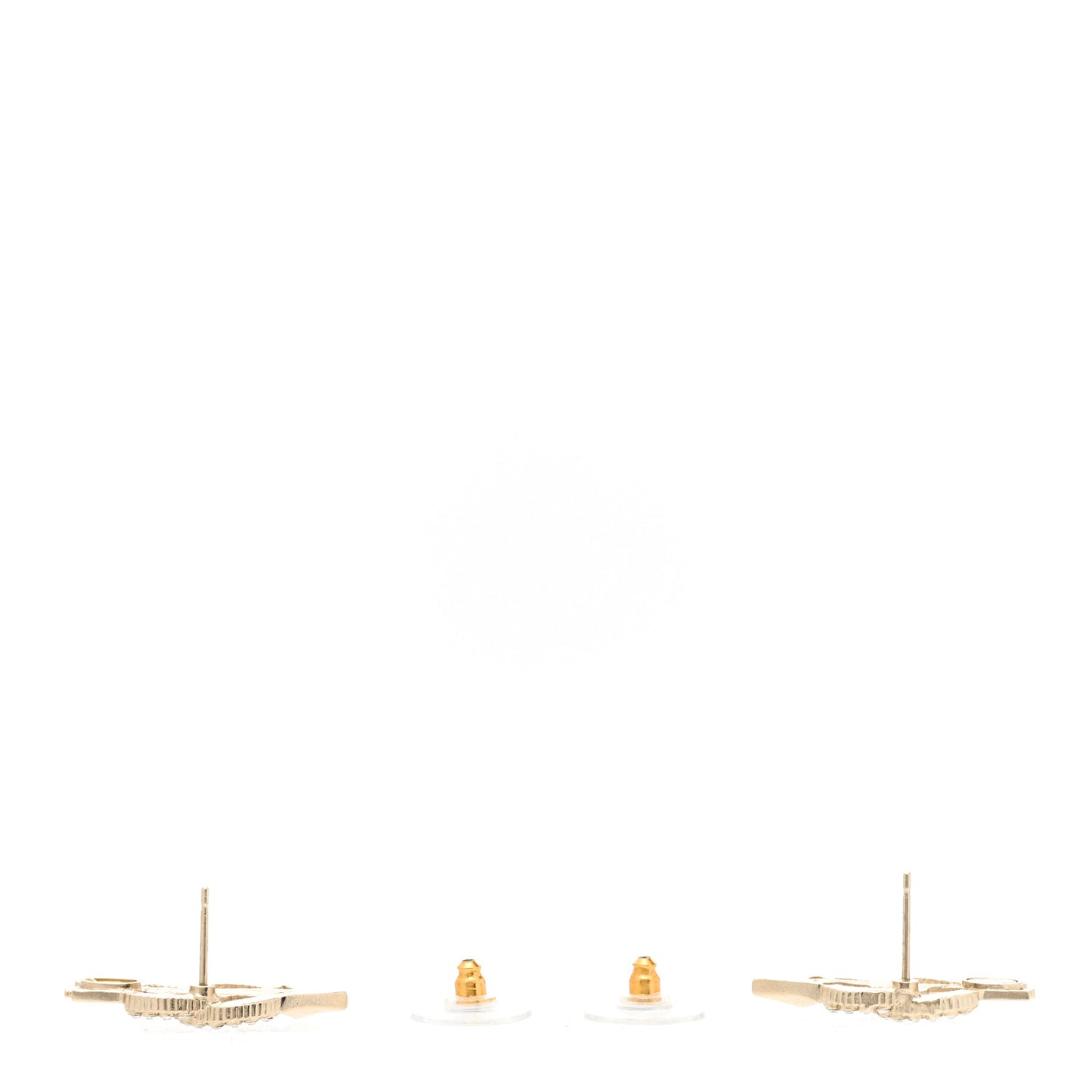 Metal Crystal CC Arrow Earrings Gold