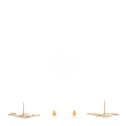 Chanel Metal Crystal CC Arrow Earrings Gold 3 of 6