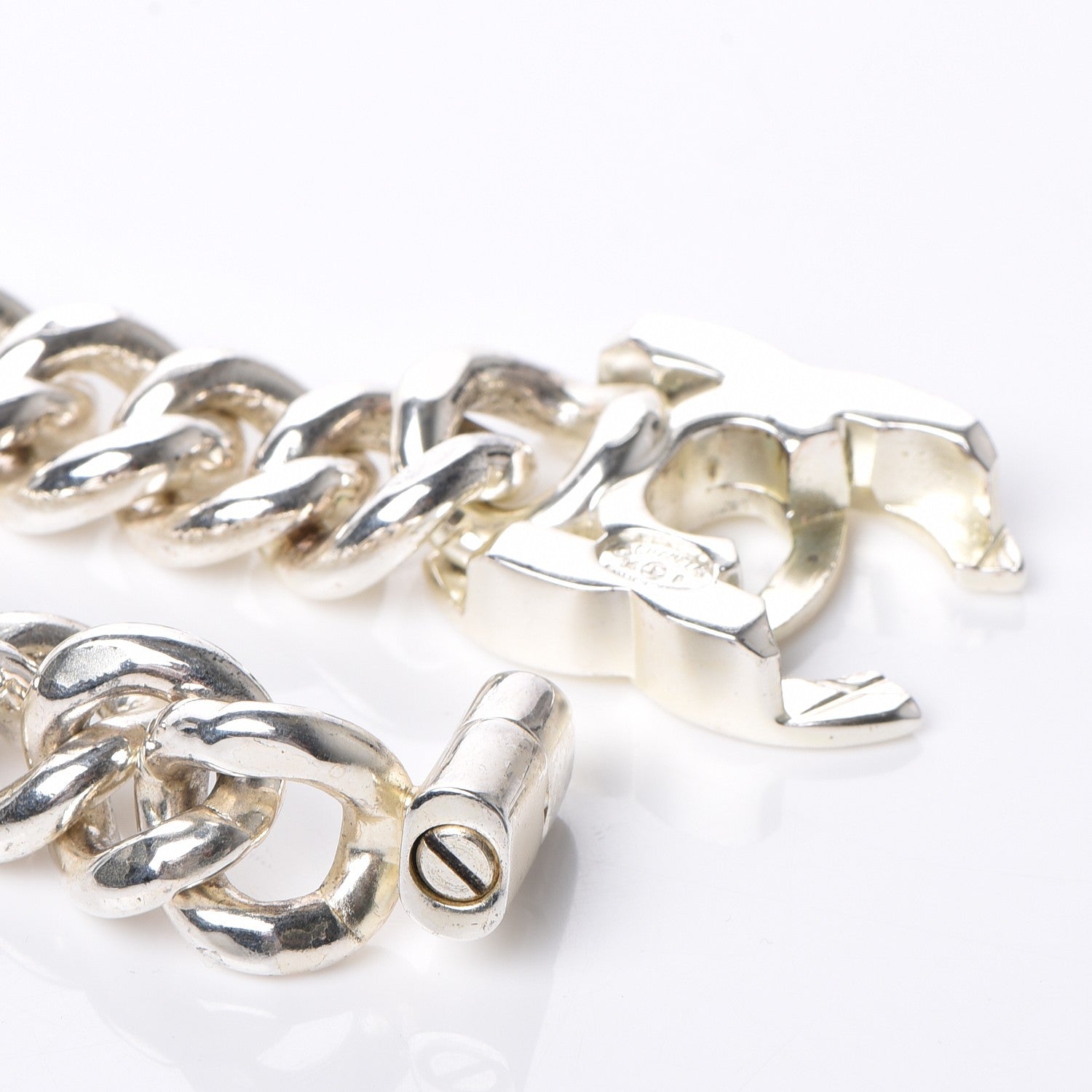 Chanel Chain Link CC Choker Necklace Silver 5 of 5