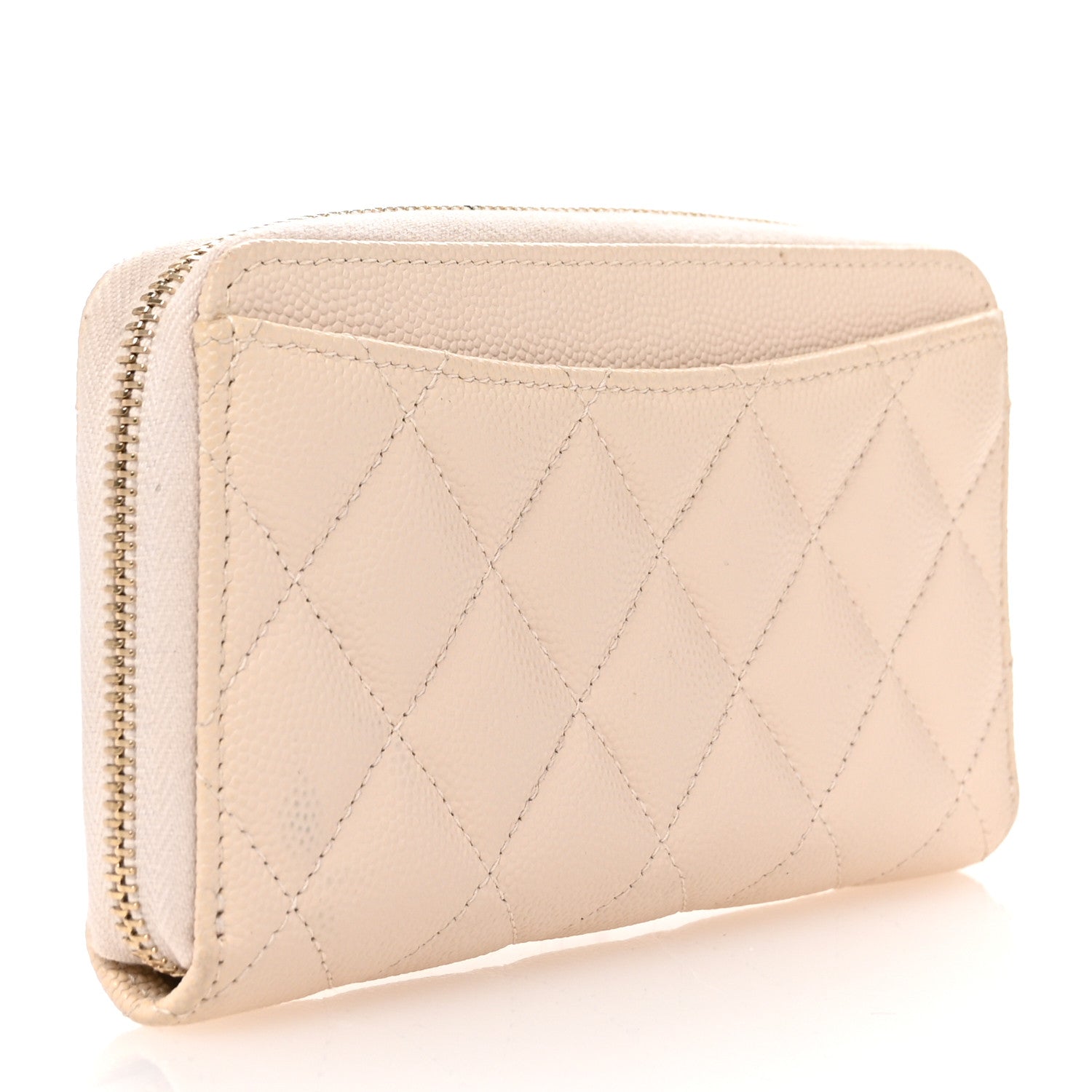 Chanel Caviar Quilted Medium Zip Around Wallet White White 3 of 8