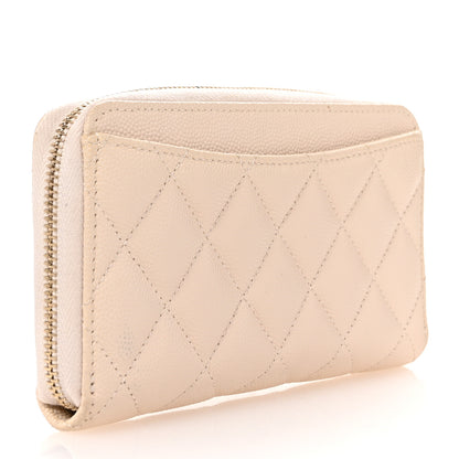 Chanel Caviar Quilted Medium Zip Around Wallet White White 3 of 8
